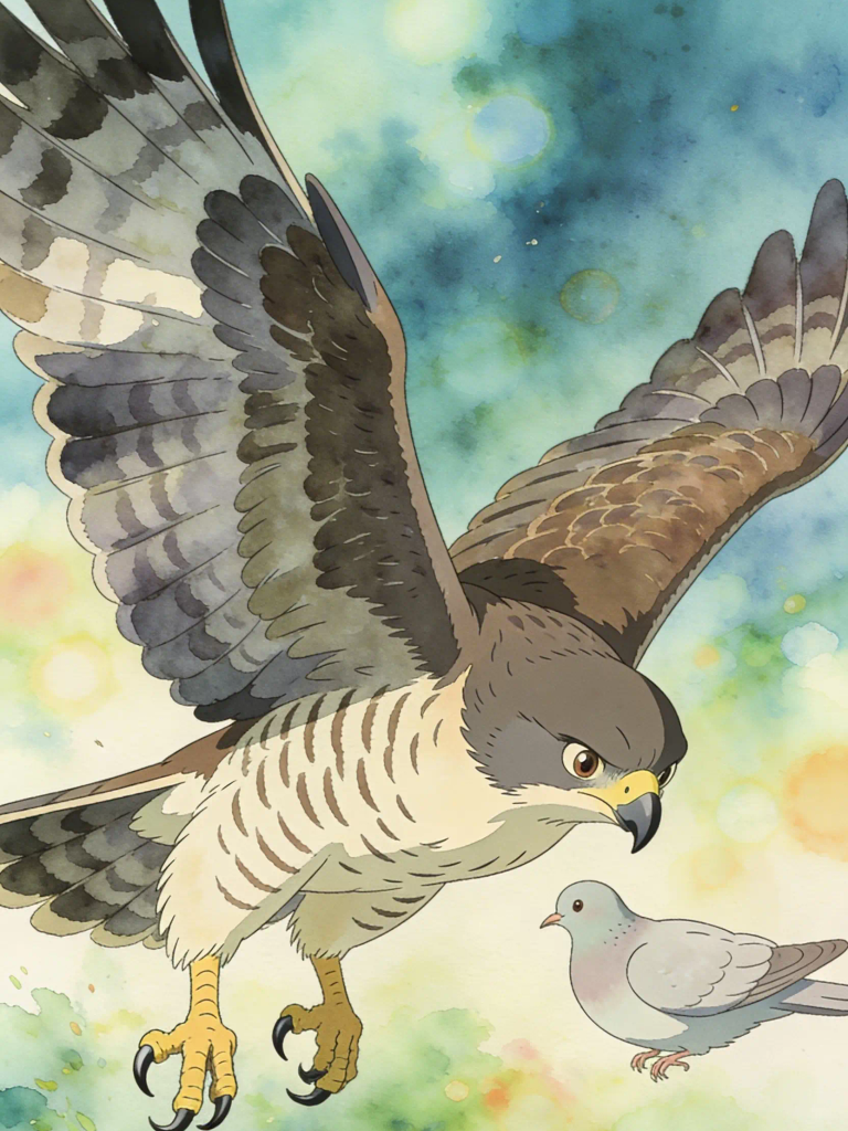 THE HAWK CHASING THE DOVE