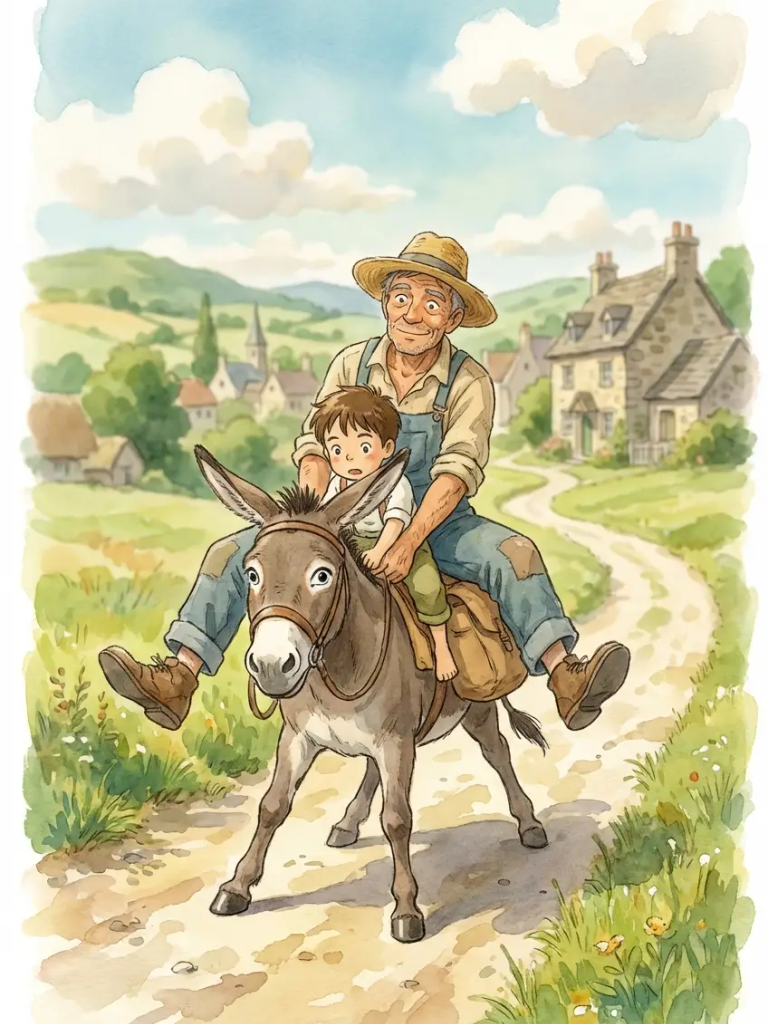 THE MAN, HIS SON, and HIS DONKEY