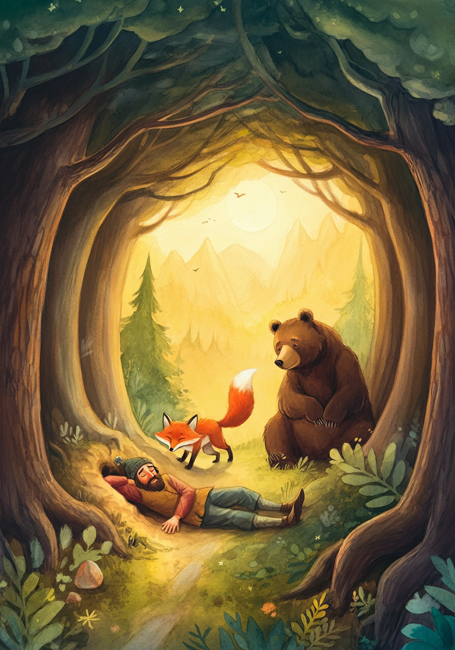 THE MAN, THE FOX, and THE BEAR