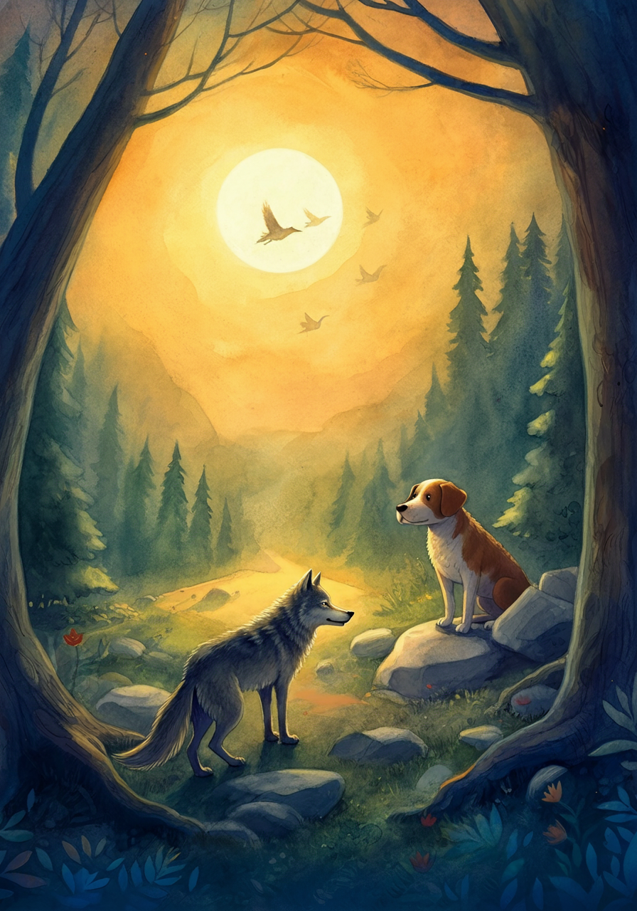 THE WOLF and THE HOUSE DOG