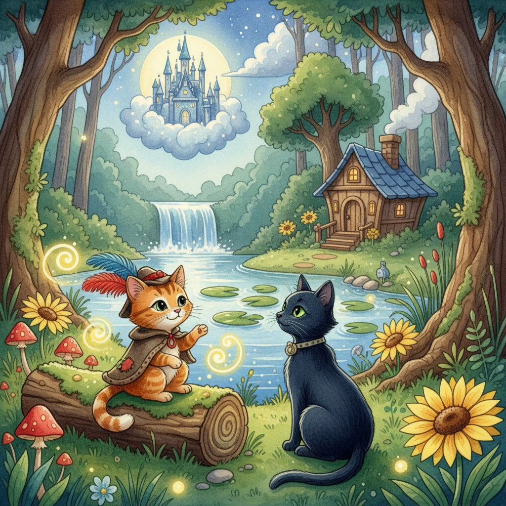 PUSS, JR., MEETS ANOTHER CAT and MORALIZES on CONTENTMENT