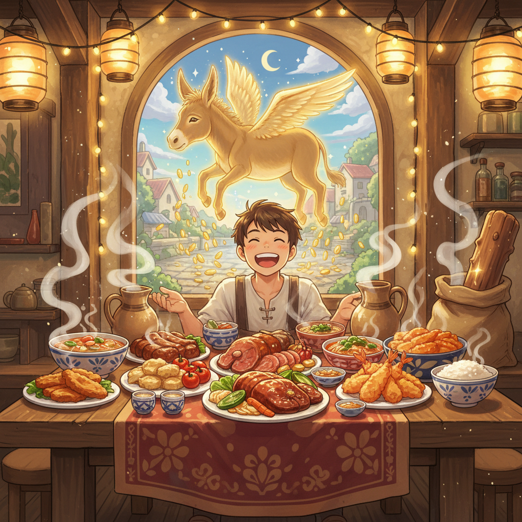 LITTLE TABLE SET THYSELF, GOLD-ASS, and CUDGEL OUT of the SACK