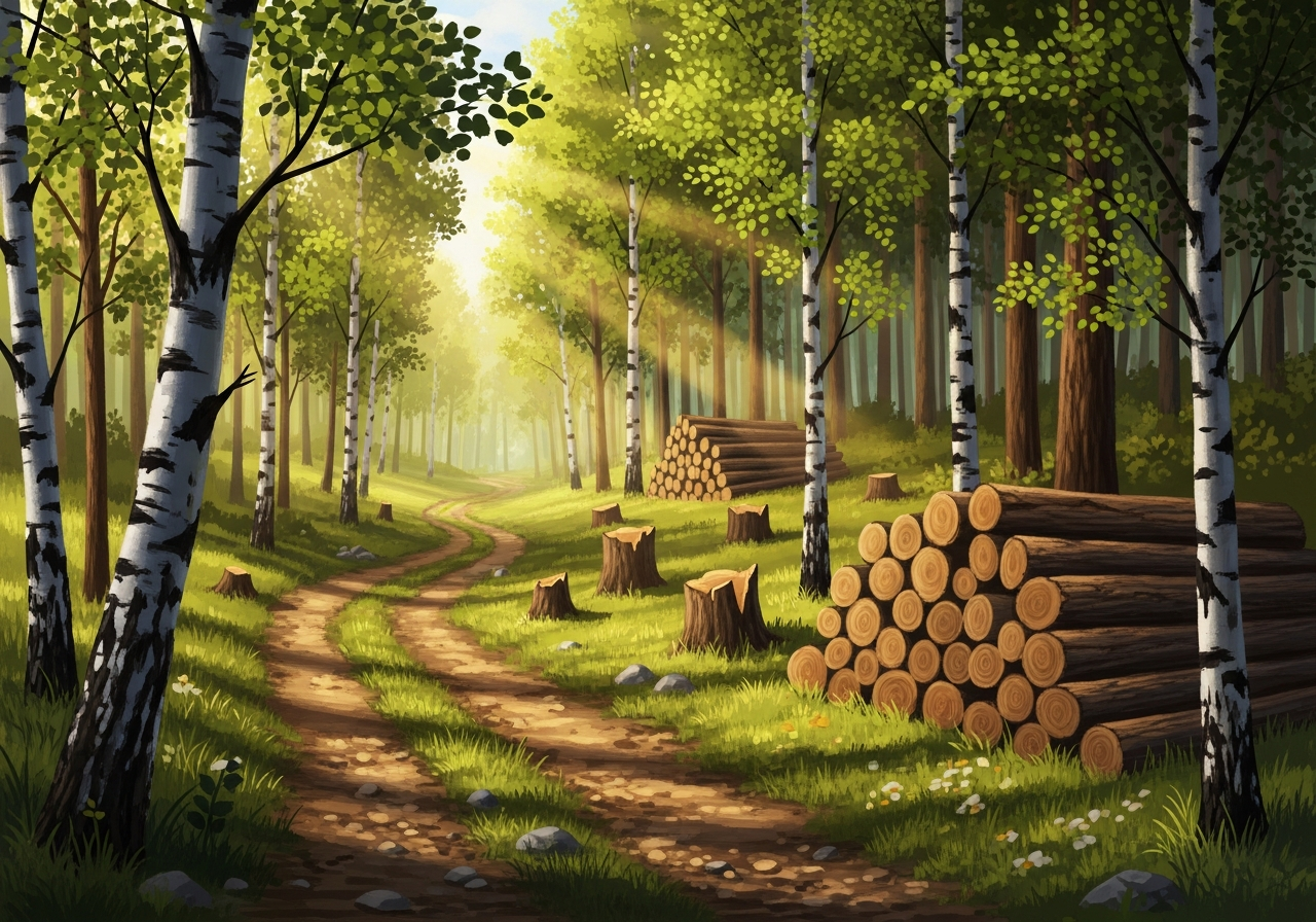 Forest Road and Woodcutting Site