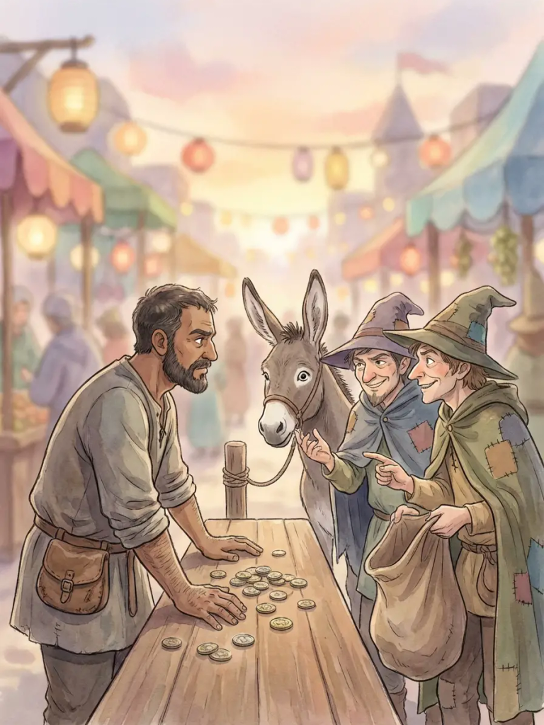 STORY of the SHARPERS with the MONEY-CHANGER and the ASS