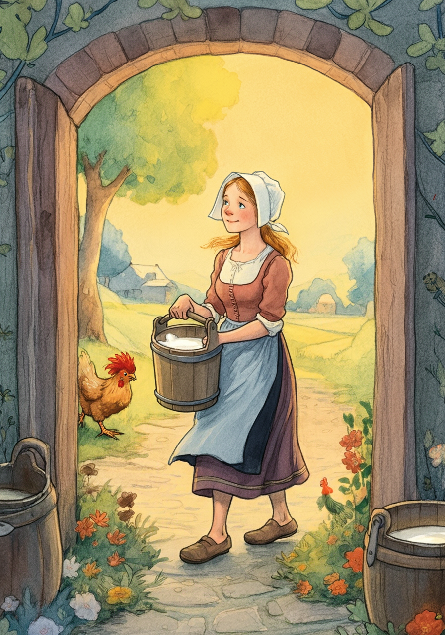 THE MILKMAID and HER PAIL